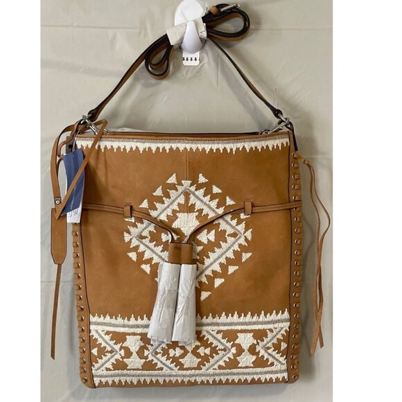 Rebecca Minkoff Boho Drawstring Leather Crossbody Bag Brown Aztec Slim - Picture 11 of 13